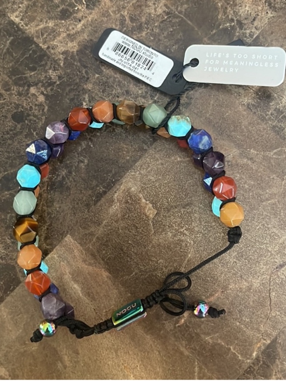 NOGU Chakra Multicolor Faceted colorful stone elegant Beaded Wrap Bracelet - Picture 3 of 6